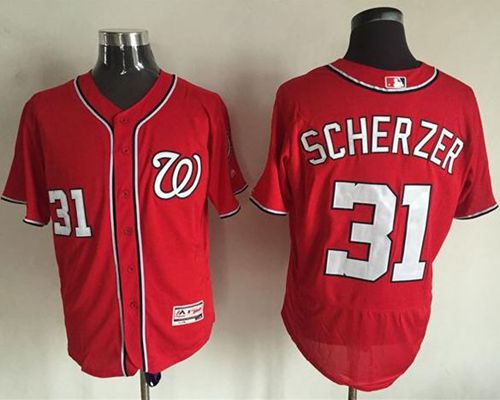 Nationals #31 Max Scherzer Red Flexbase Authentic Collection Stitched MLB Jersey - Click Image to Close